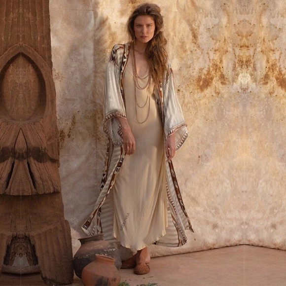 Western Aztec Boho Tribal Kimono Duster Wrap - Picture 2 of 4